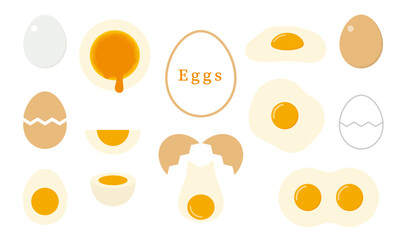 色々なたまご,半熟たまご のセット_Eggs and half-boiled eggs 