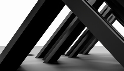 Abstract 3d-rendering of black architecture elements in front of a white background as industrial design