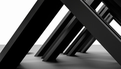 Fototapeta premium Abstract 3d-rendering of black architecture elements in front of a white background as industrial design