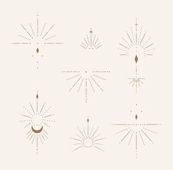 Set of mystical sunburst collection
