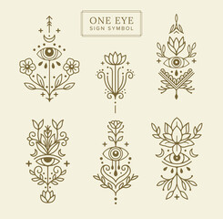Set of one eye sign ornament symbol