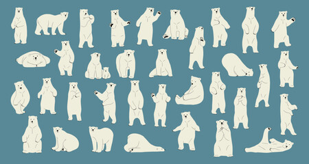 Fototapeta na wymiar polar bear cute collection 1, vector illutration
