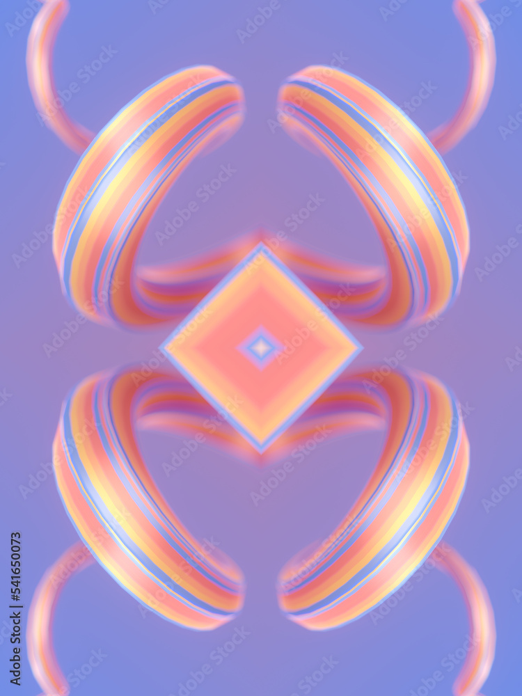 Poster Digital illustration of geometric shapes in the form of a helix. Abstract art background. 3d rendering