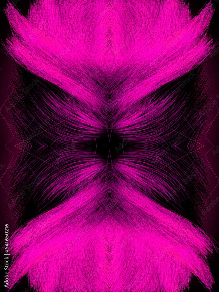 Poster symmetrical composition of psychedelic pink vegetation. abstract background. 3d rendering digital il
