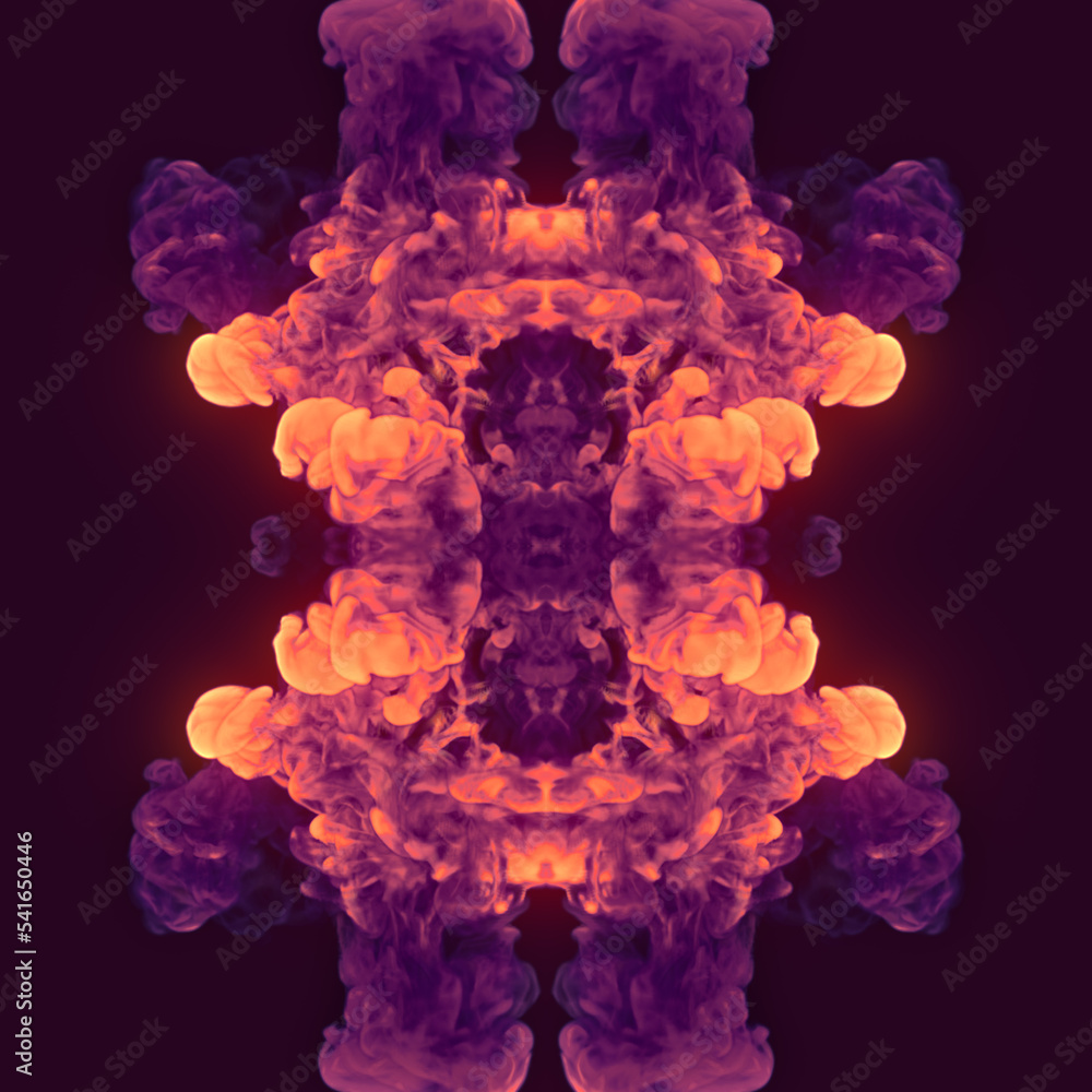 Aufkleber kaleidoscopic composition with pink colored chemical smoke. abstract background. 3d rendering digita