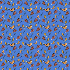 Meats and fishes Cartoon Pattern Clipart