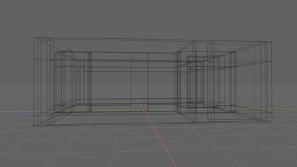 3D visualization of the apartment plan in a professional program