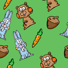 Rabbits and Squirrels Cartoon Pattern Clipart