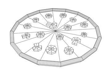 Fresh pizza. Wireframe vector