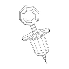 Medical syringe for injection. Wireframe vector illustration.