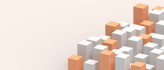 Creative Business concept. ladder of future business success with the idea of solving business problems in different styles of leadership concept on orange. copy space, software -3d Rendering