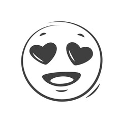 Emoji with hearts. Happy smiling emoticon isolated on white background. Vector illustration.