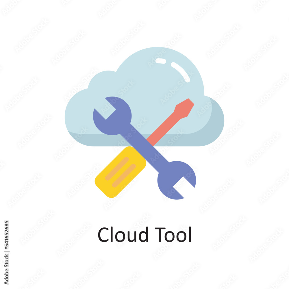 Poster cloud tool vector flat icon design illustration. cloud computing symbol on white background eps 10 f