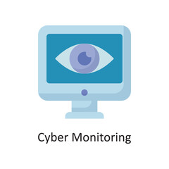 Cyber Monitoring Vector  Flat Icon Design illustration. Cloud Computing Symbol on White background EPS 10 File