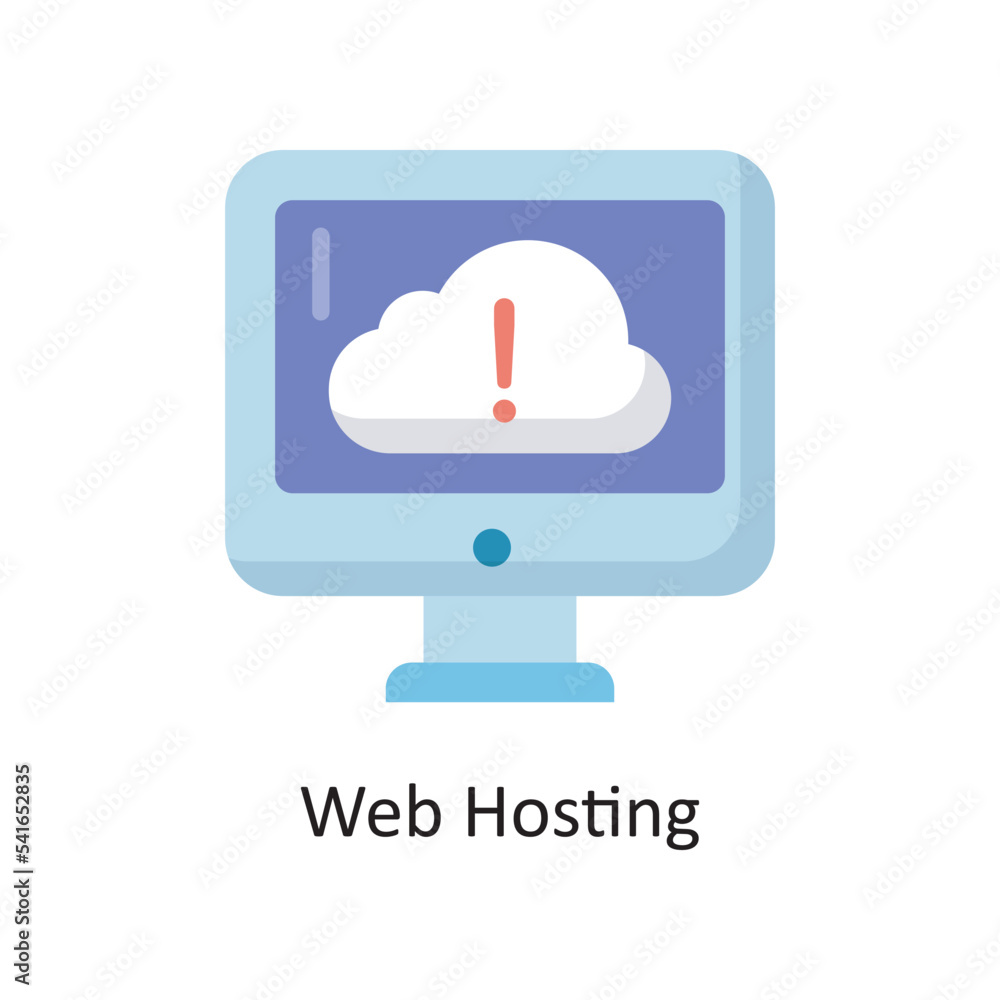 Poster web hosting vector flat icon design illustration. cloud computing symbol on white background eps 10 