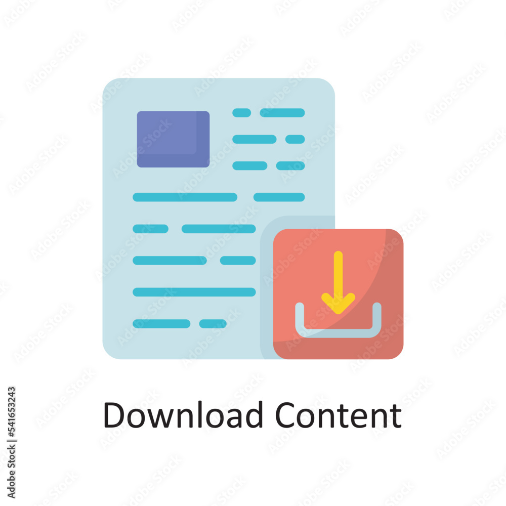 Poster download content vector flat icon design illustration. cloud computing symbol on white background ep