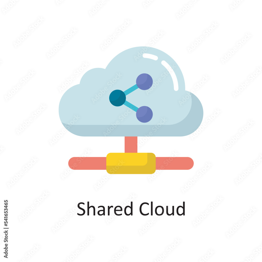 Poster shared cloud vector flat icon design illustration. cloud computing symbol on white background eps 10