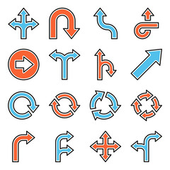 Arrows Icons Set on White Background. Vector