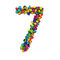 Christmas letters typeface made out of colored ornaments with alpha channel 7