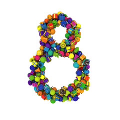 Christmas letters typeface made out of colored ornaments with alpha channel 8