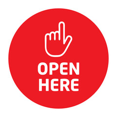 Open Here Print Ready 6 cm Sticker 