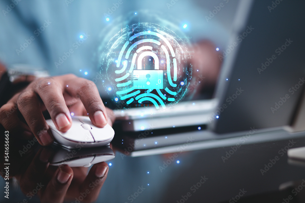 Poster high technology security protection concept. two-step verification, login, encrypted account identit