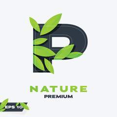 Alphabet P Nature Leaves Logo