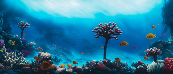 Fototapeta na wymiar Artistic concept illustration of a underwater coral landscape, background 3d illustration.