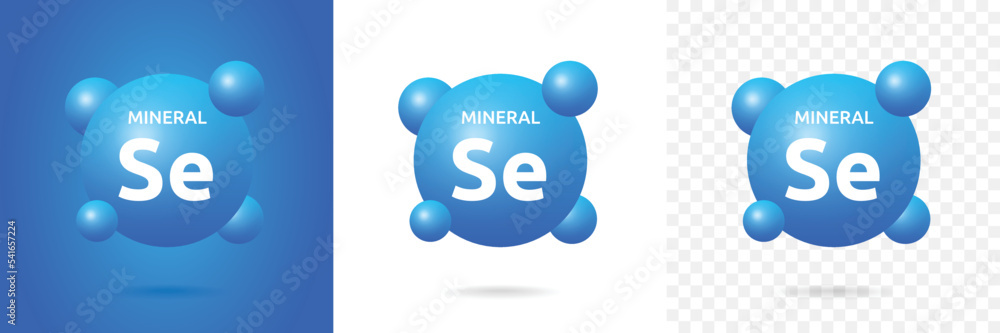 Poster se symbol - selenium mineral icon isolated on blue, white and transparent background.