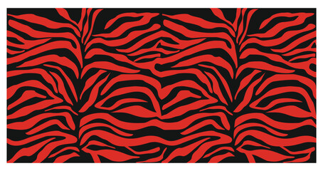 Seamless pattern with black and red stripes. Zebra print, animal skin, tiger stripes, abstract pattern, line background, fabric. illustration, poster. 