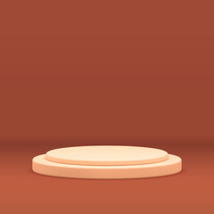 Beige circle scene level stairs advertising podium display for product presentation 3d design vector