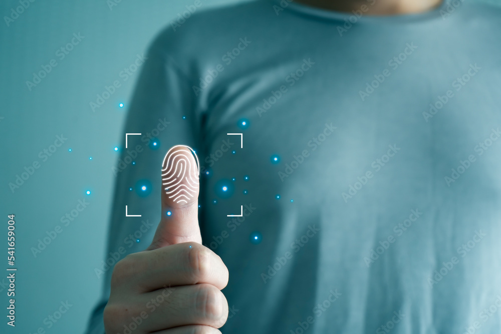 Aufkleber fingerprint scanning and biometric authentication, cybersecurity and fingerprint password, future te