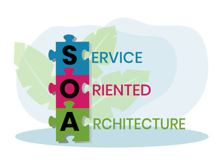 SOA - Service Oriented Architecture acronym. business concept background. vector illustration concept with keywords and icons. lettering illustration with icons for web banner, flyer, landing