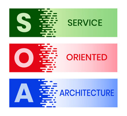 SOA - Service Oriented Architecture acronym. business concept background. vector illustration concept with keywords and icons. lettering illustration with icons for web banner, flyer, landing