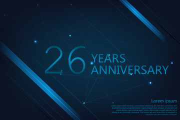 26 years anniversary banner. Poster template for celebrating anniversary event party. Vector illustration