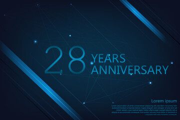 28 years anniversary banner. Poster template for celebrating anniversary event party. Vector illustration