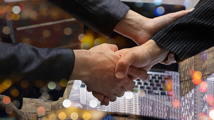 Business teamwork of deal which handshake man and Success concept of handshaking after successful...