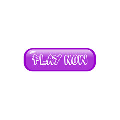 Cute purple Play Now button. Vector illustration on white background. PLAY NOW ICON