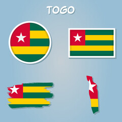 Flag of Togo maps territory, Togo flag template design.
