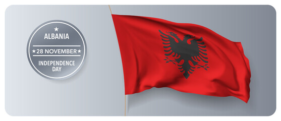 Albania independence day vector banner, greeting card.