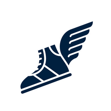 Flying sneakers or boots with wings - vector icon