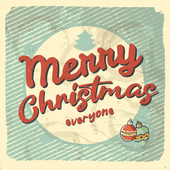 Vintage style greeting card Merry Christmas Editable, grunge effects can be easily removed for a brand new, clean sign.