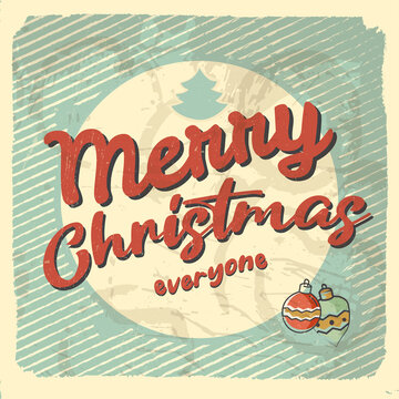 Vintage style greeting card Merry Christmas Editable, grunge effects can be easily removed for a brand new, clean sign.