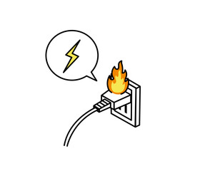 コンセントから火災が発生するイラスト © SENRYU