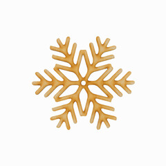 A wooden Christmas snowflake isolated on a white background. Festive winter decor. Top view. Close-up.