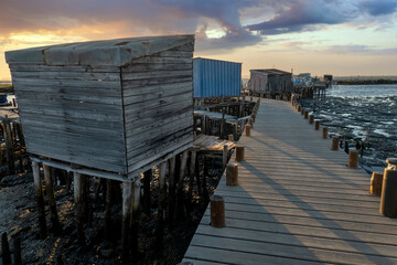 Obraz premium Old wooden palaphitic docks