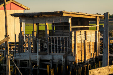 Naklejka premium Old wooden palaphitic docks