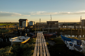 Fototapeta na wymiar Old wooden palaphitic docks