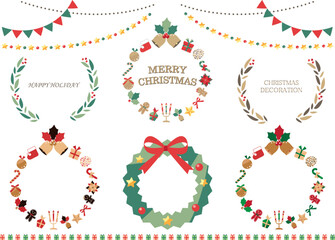 クリスマスの飾りとリースのセット