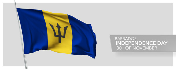 Barbados happy independence day greeting card, banner vector illustration